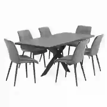 Dark Grey Durable Melamine Top Extending Table & Chairs set 160cm